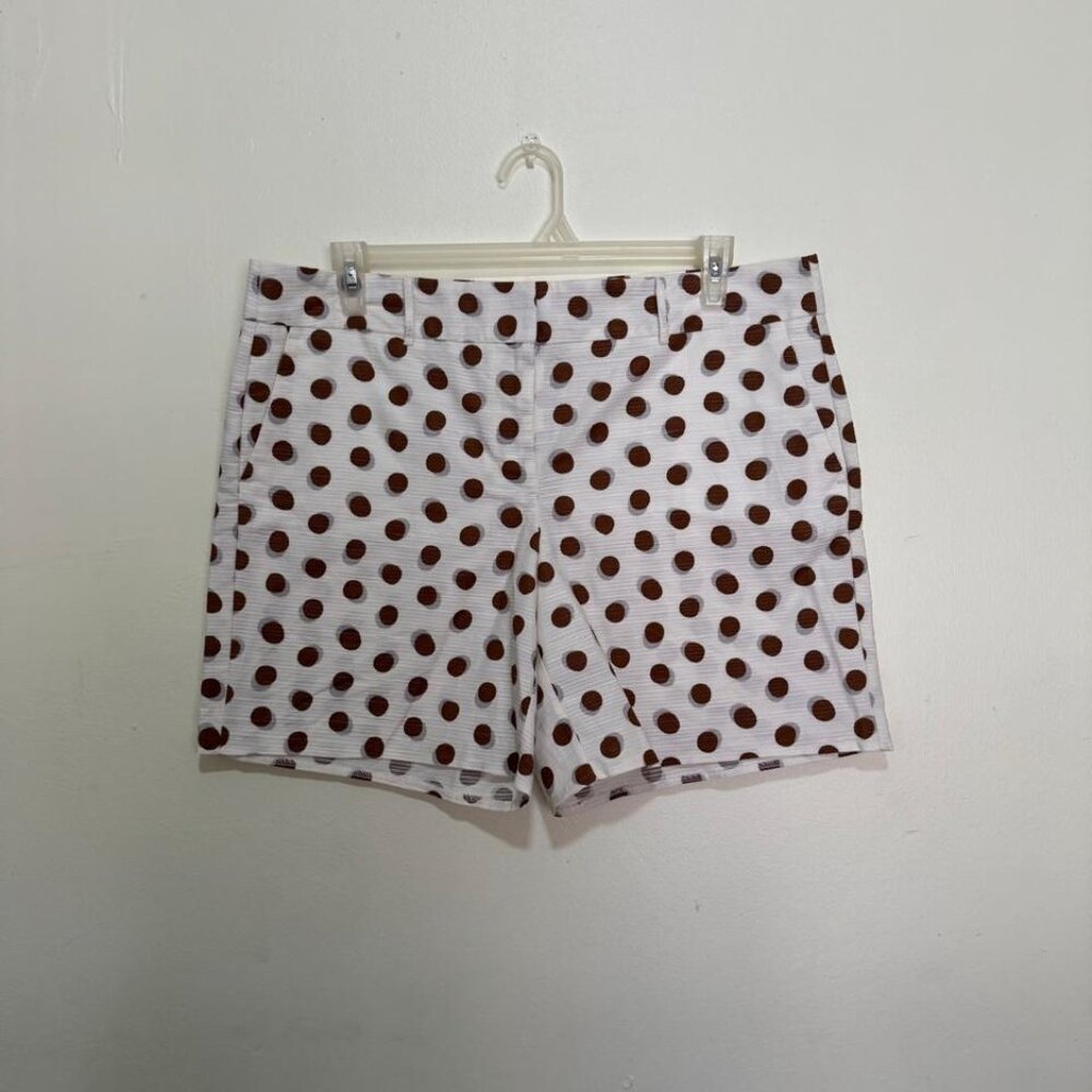 NWT Ann Taylor Factory The 6 Inch Short Ivory Gray/Brown Polka Dot Size Size 14